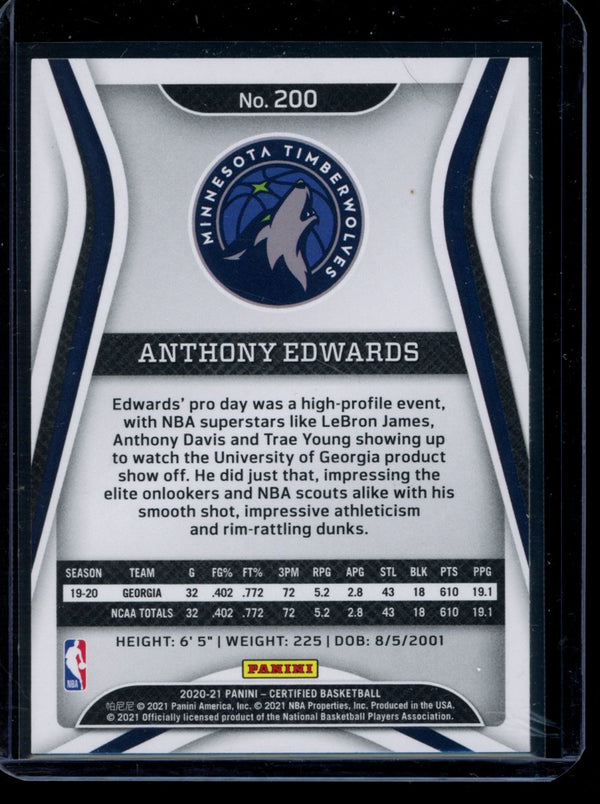 Anthony Edwards 2020-21 Panini Certified  RC