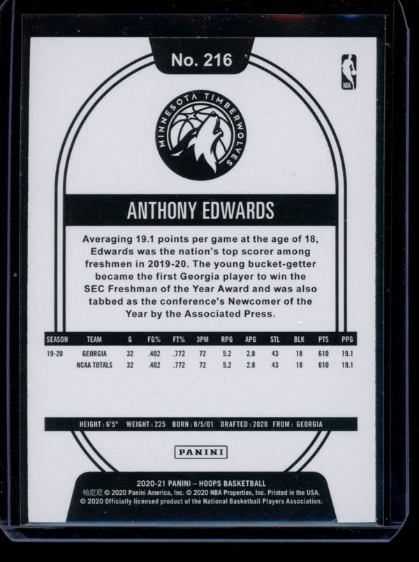 Anthony Edwards 2020-21 Panini Hoops RC