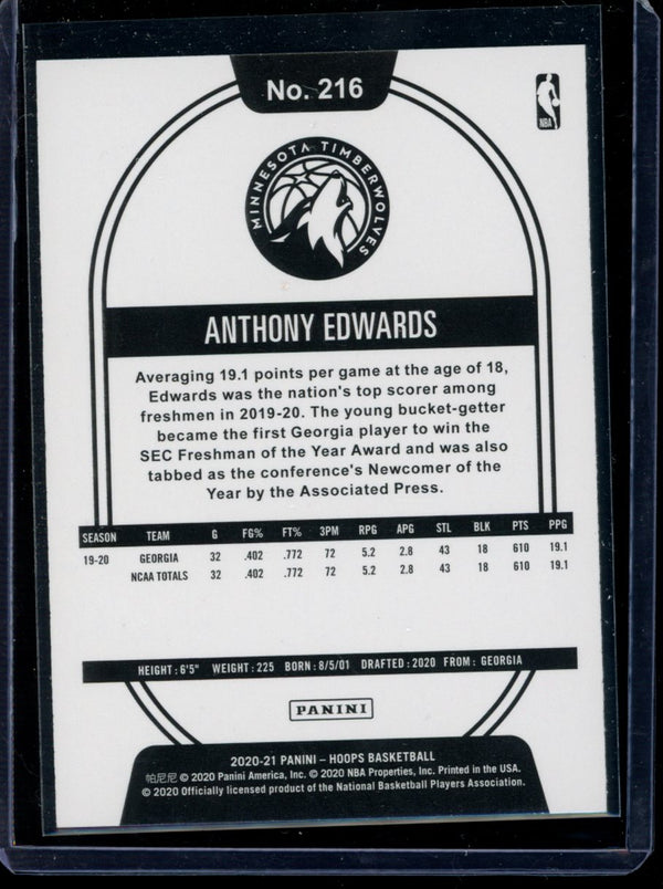 Anthony Edwards 2020-21 Panini Hoops RC