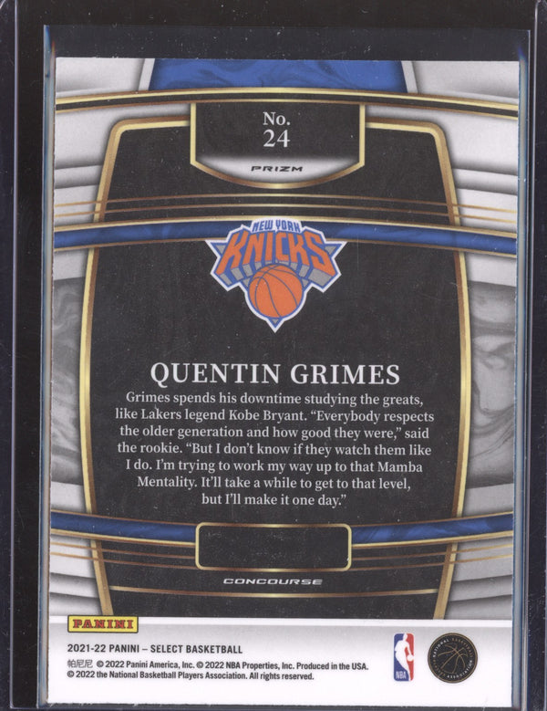 Quentin Grimes 2021-22 Panini Select 24 Disco RC