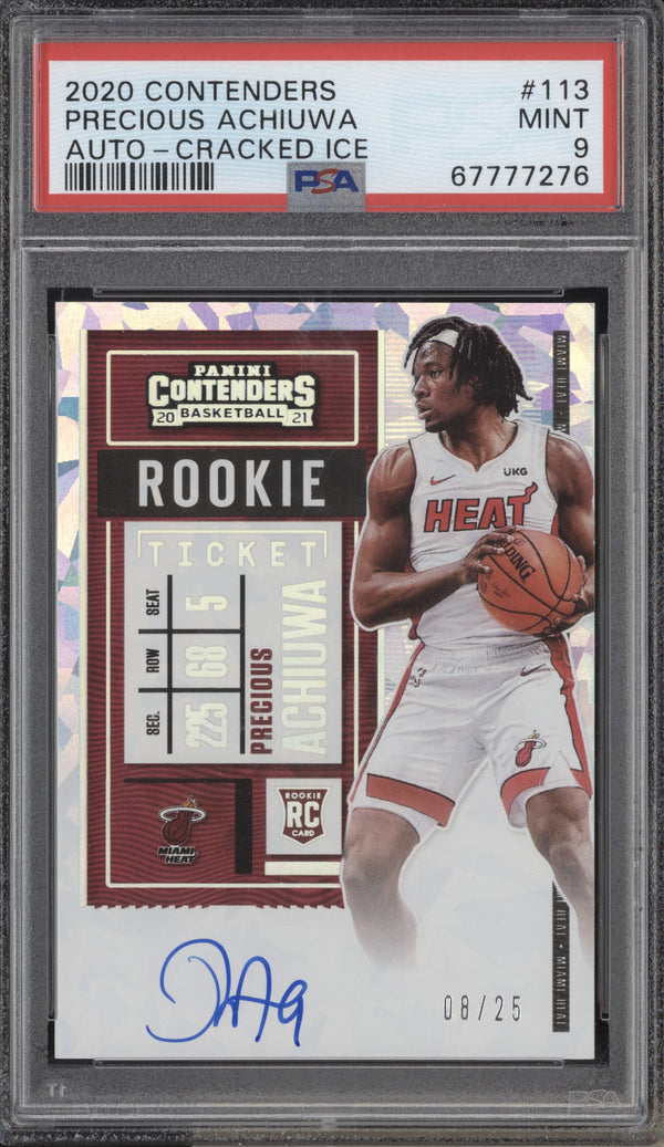 Precious Achiuwa 2020-21 Panini Contenders 113 Cracked Ice Auto RC 08/25 PSA 9