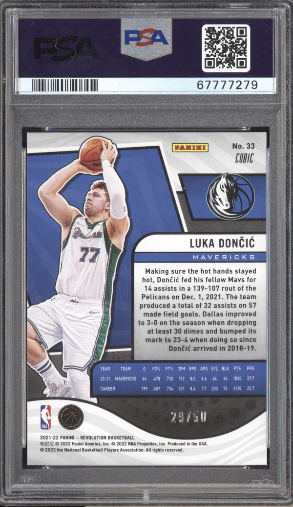 Luka Doncic 2021-22 Panini Revolution 33 Cubic 29/50 PSA 10