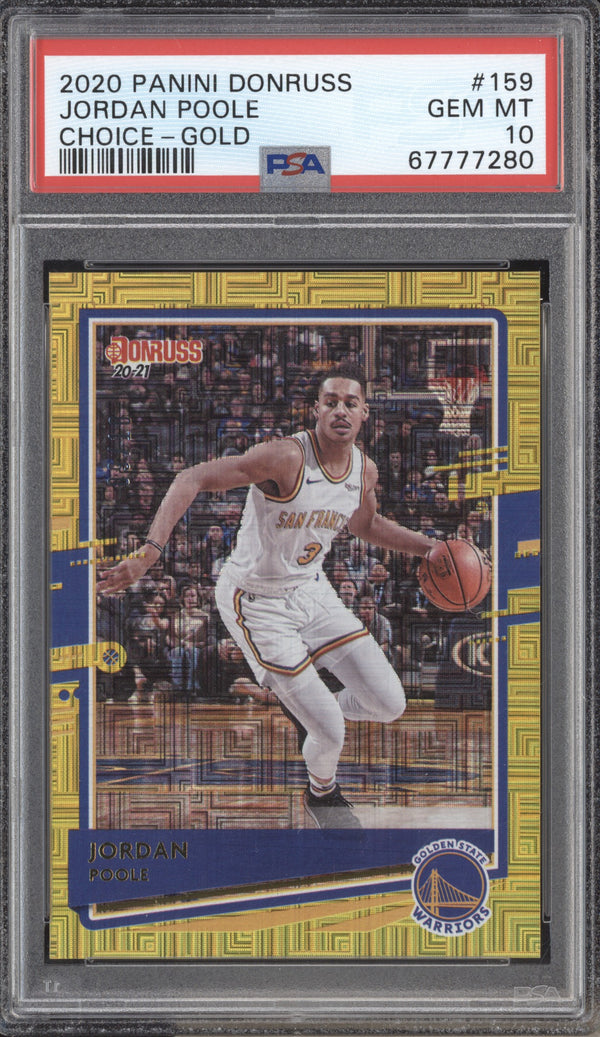 Jordan Poole 2020-21 Panini Donruss 159 Choice Gold 09/10 PSA 10