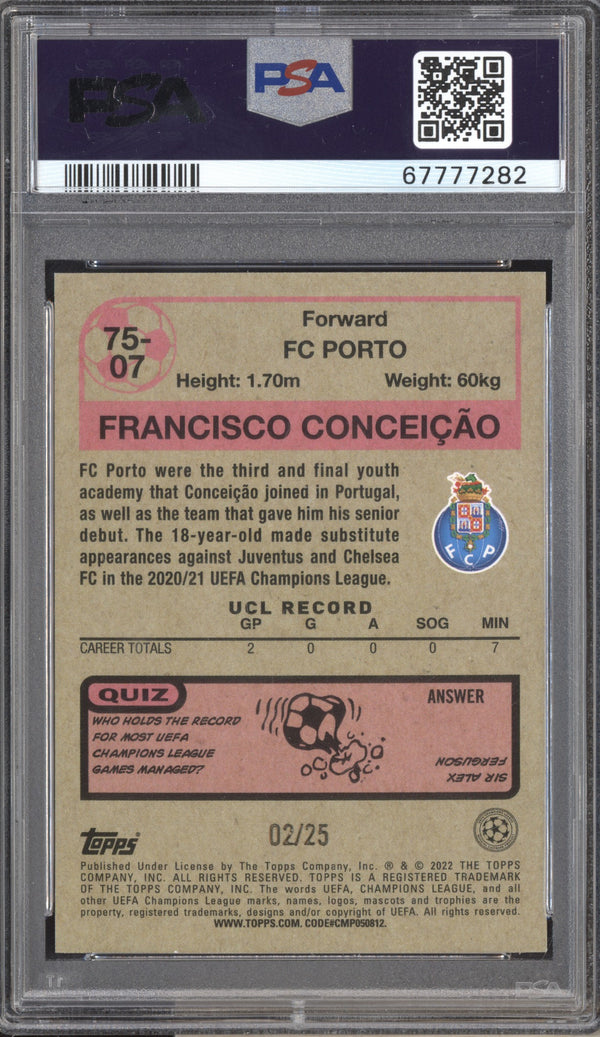 Francisco Conceicao 2021-22 Topps UCL 75-07 1975-76 Topps Orange RC 2/25 PSA 10