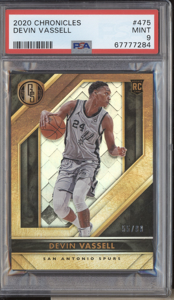 Devin Vassell 2020-21 Panini Chronicles 475 Gold Standard RC 55/99 PSA 9