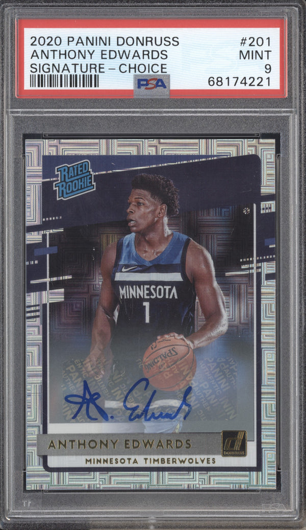 Anthony Edwards 2020-21 Panini Donruss 201 Choice Signature RC PSA 9