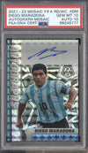 Diego Maradona 2021-22 Panini Mosaic FIFA Road to World Cup A-DM Mosaic Autographs PSA 10-10 Auto