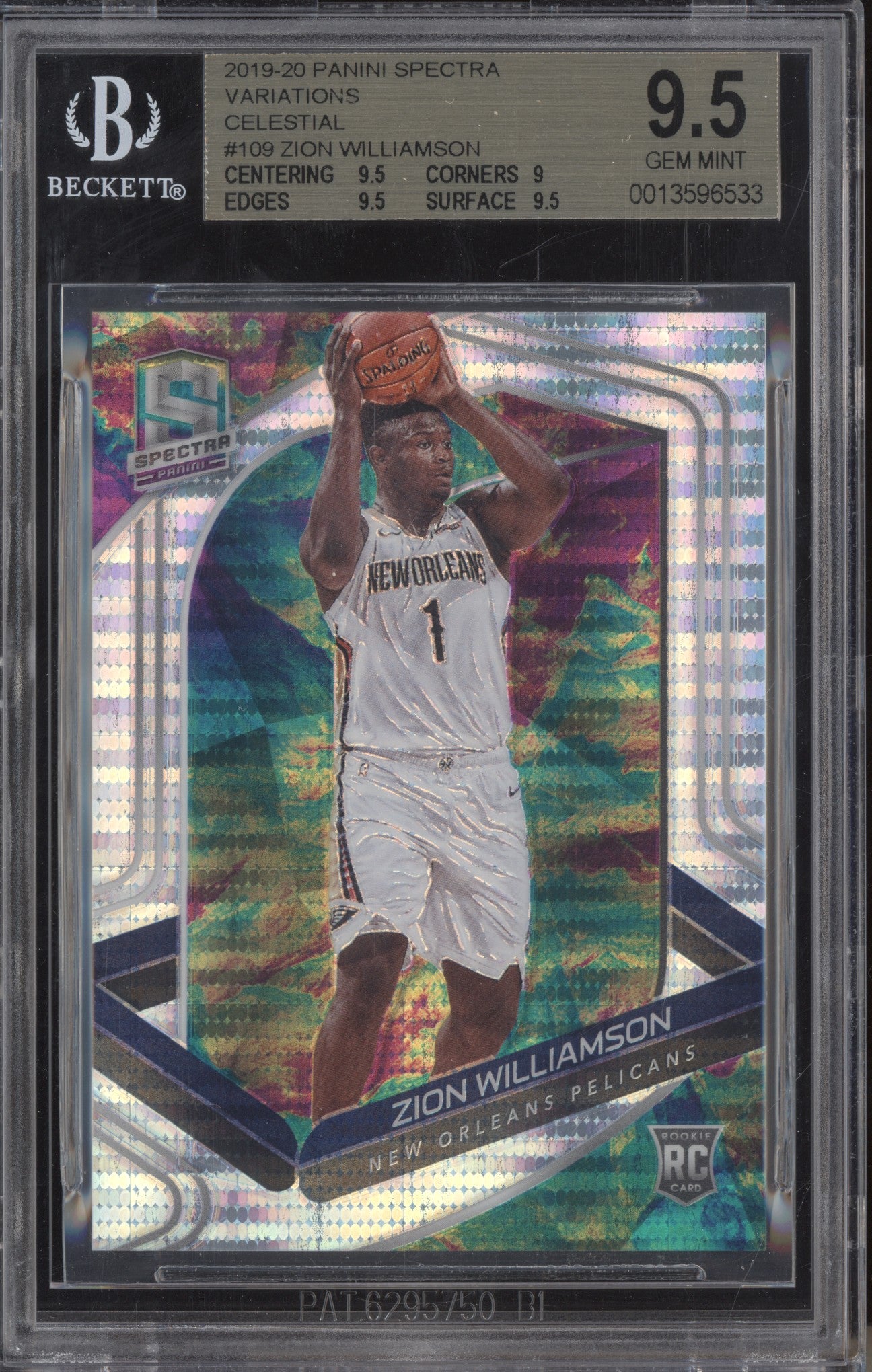 Zion Williamson 2019-20 Panini Spectra 109 Celestial  RC 58/99 BGS 9.5