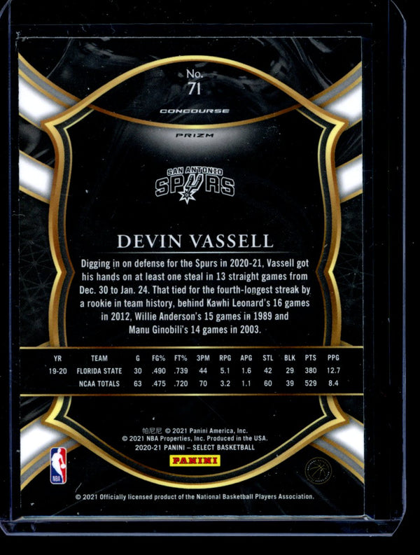 Devin Vassell 2020-21 Panini Select Red/White/Blue Concourse RC