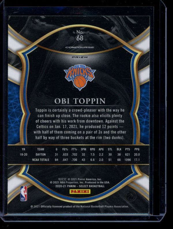 Obi Toppin 2020-21 Panini Select Concourse Silver RC