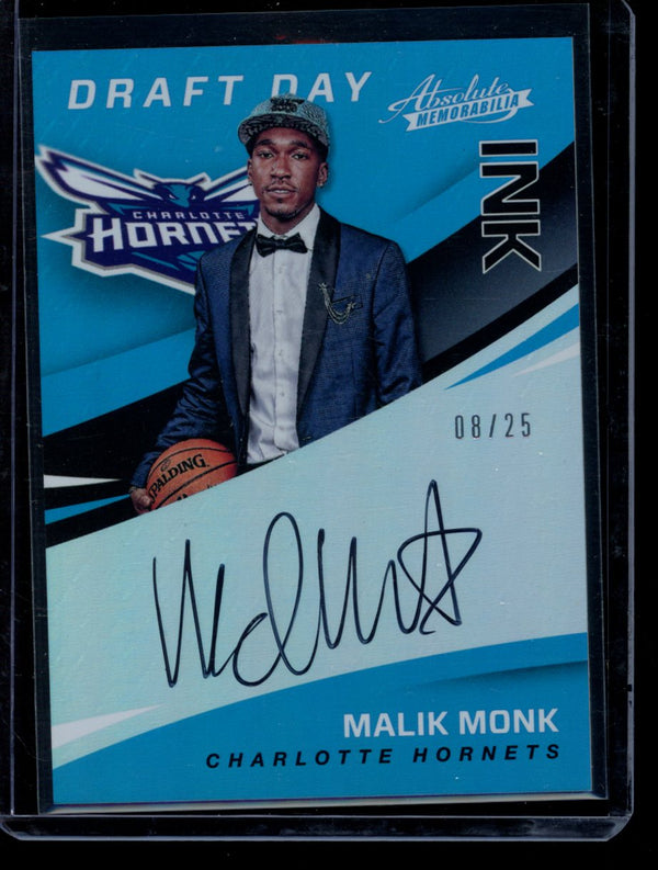 Malik Monk 2017-18 Panini Absolute Draft Day Ink RC 08/25