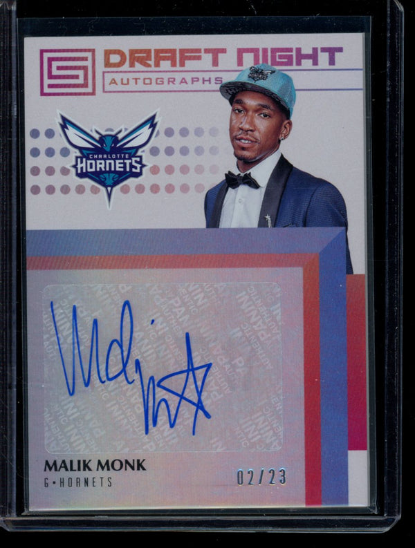 Malik Monk 2017-18 Panini Status Draft Night Autograph inscriptions RC 02/23