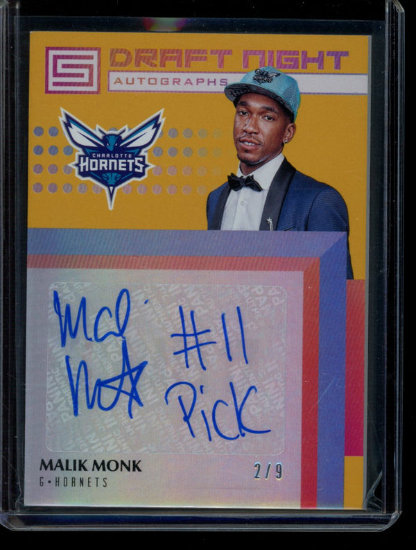 Malik Monk 2017-18 Panini Status Draft Night Autograph inscriptions RC 2/9