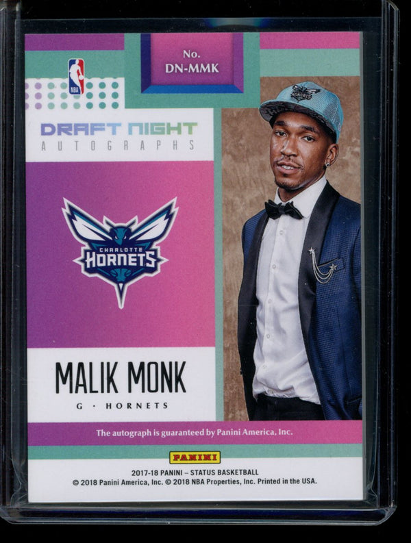 Malik Monk 2017-18 Panini Status Draft Night Autograph inscriptions RC 2/9