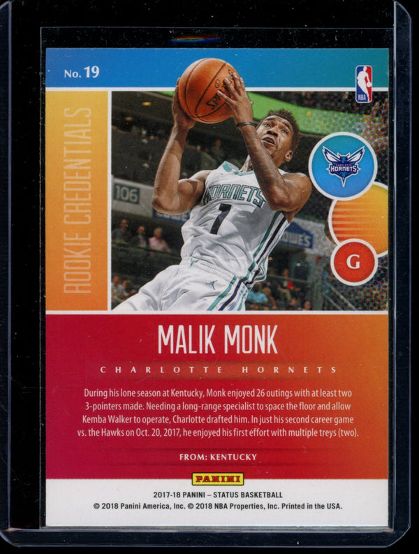 Malik Monk 2017-18 Panini Status Rookie Credentials RC