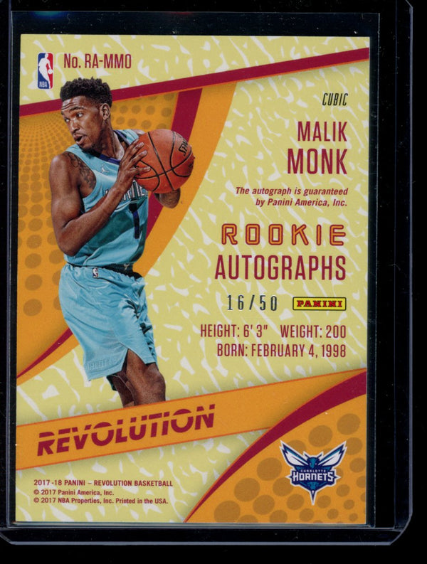 Malik Monk 2017-18 Panini Revolution Rookie Autographs RC 16/50