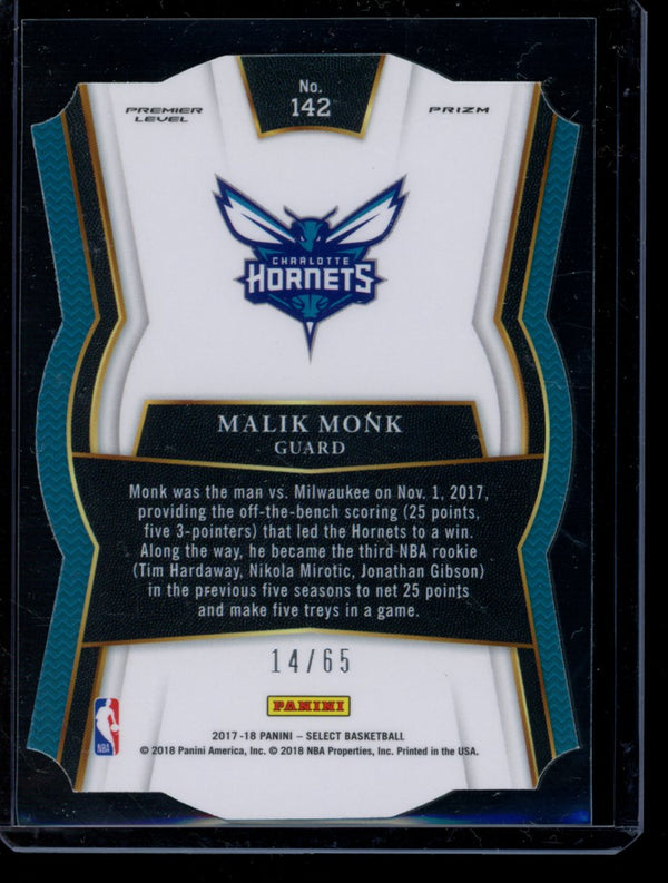 Malik Monk 2017-18 Panini Select Green Premier Die cut RC 14/65