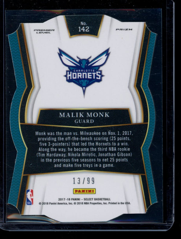 Malik Monk 2017-18 Panini Select Purple Premier Die cut RC 13/99