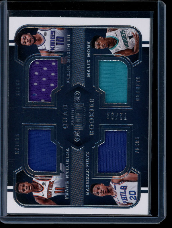 Ntilikina/Mason/Fultz/Monk 2017-18 Panini Dominion Quad Patch Rookies RC 72/99