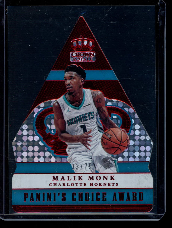 Malik Monk 2017-18 Panini Crown Royale Panini's Choice Award red RC 33/75