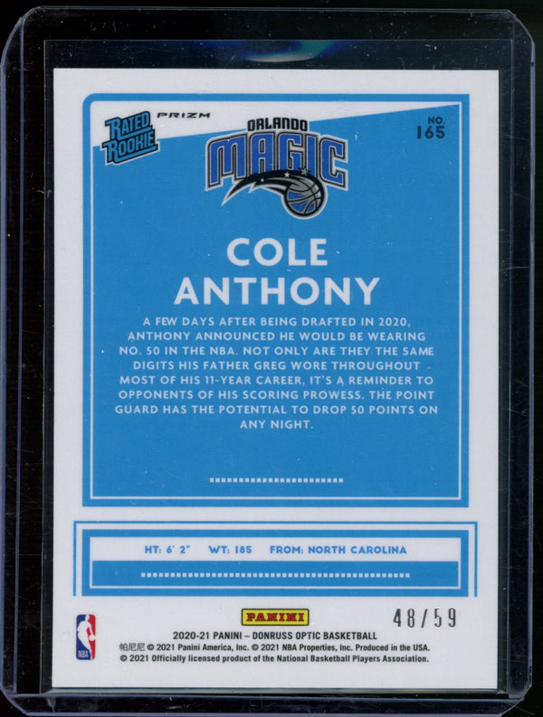 Cole Anthony  2020-21 Panini  Optic  Blue Holo  RC  48/59