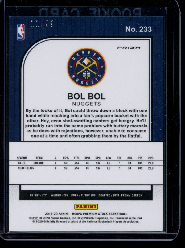 Bol Bol 2019-20 Panini Hoops Premium Green Flash RC 11/99