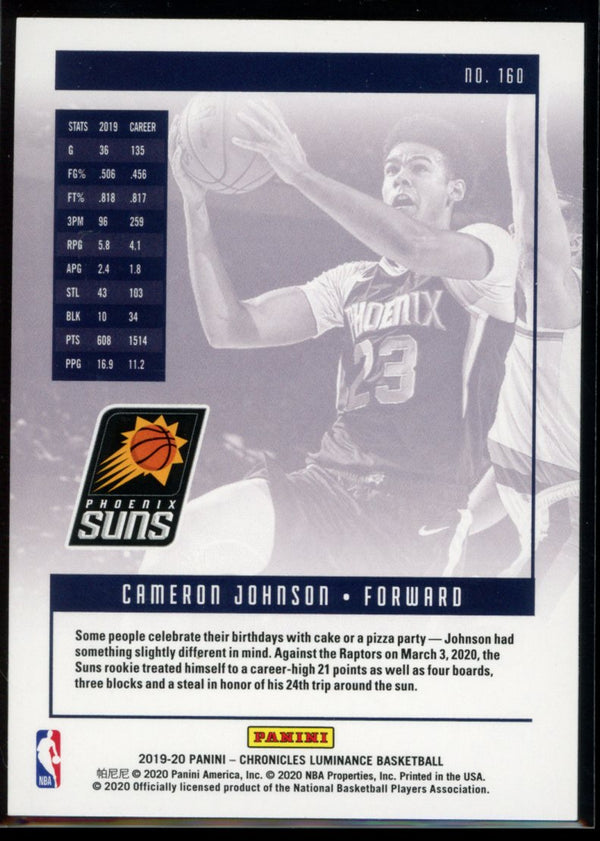 Cameron Johnson 2019-20 Panini Chronicles Luminance RC