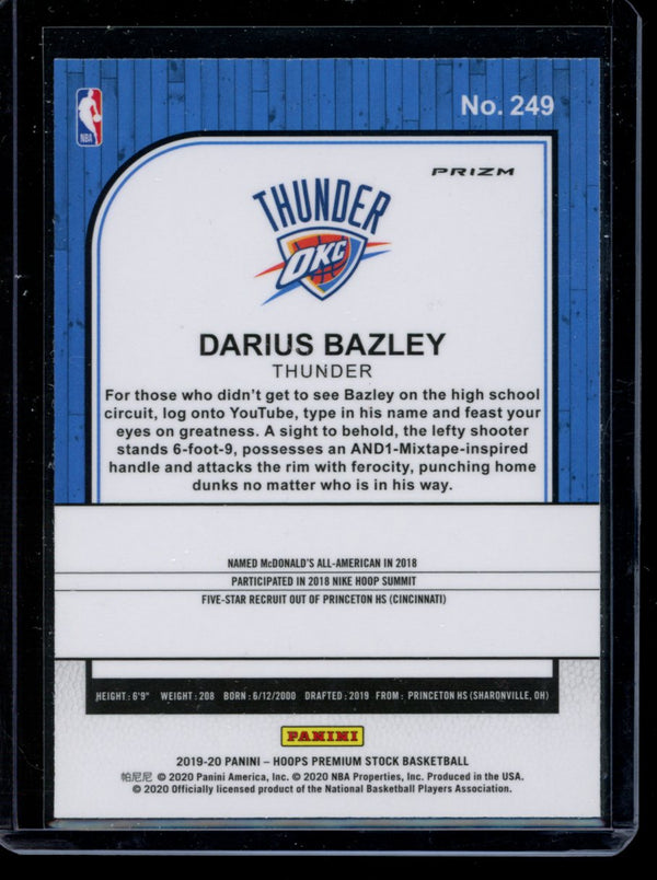 Darius Bazley 2019-20 Panini Hoops Premium Blue RC