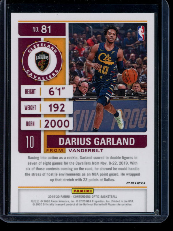 Darius Garland 2019-20 Panini Contenders Optic Red Season Ticket  RC