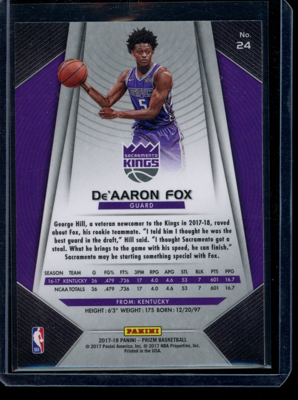 De'Aaron Fox 2017-18 Panini Prizm RC