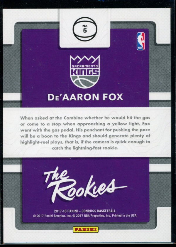 De'Aaron Fox 2017-18 Panini Donruss RC