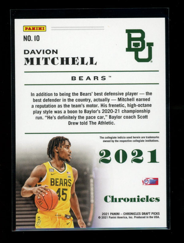 Davion Mitchell 2021 Panini Chronicles Draft Picks RC