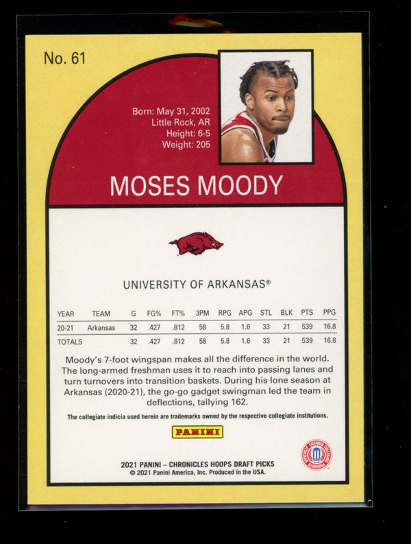 Moses Moody 2021 Panini Chronicles Draft Picks Hoops Tribute RC