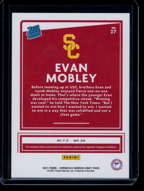 Evan Mobley 2021 Panini Chronicles Draft Picks Donruss Rated Rookie RC