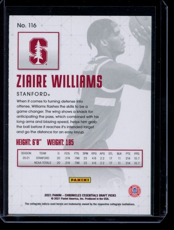 Ziaire Williams 2021 Panini Chronicles Draft Picks Essentials RC