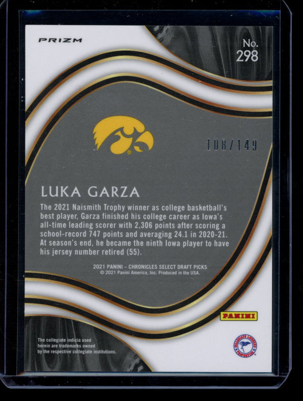 Luka Garza 2021 Panini Chronicles Draft Picks Select Courtside Red RC 108/149