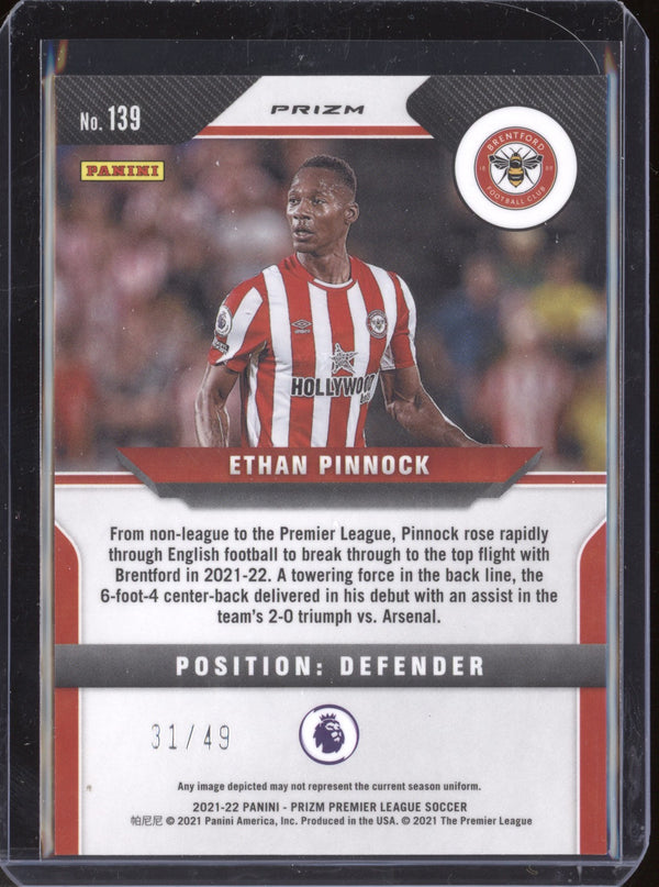 Ethan Pinnock 2021-22 Panini Prizm Premier League Purple Cracked Ice RC 34/49