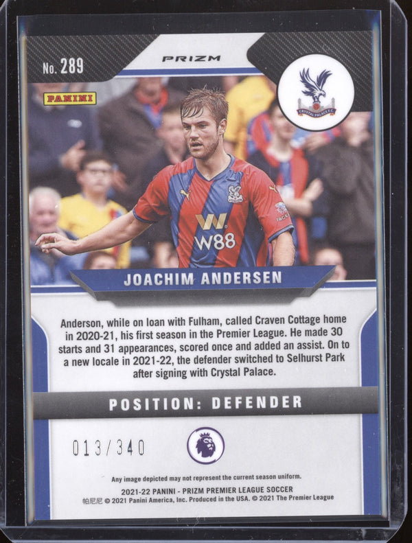 Joachim Andersen 2021-22 Panini Prizm Premier League Blue Prizm RC 13/340