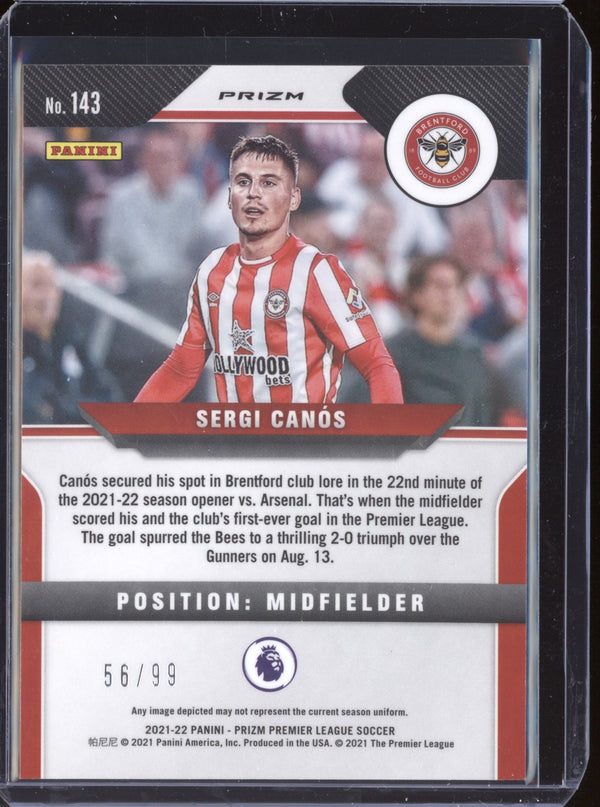 Sergi Canos 2021-22 Panini Prizm Premier League Purple Prizm RC 56/99