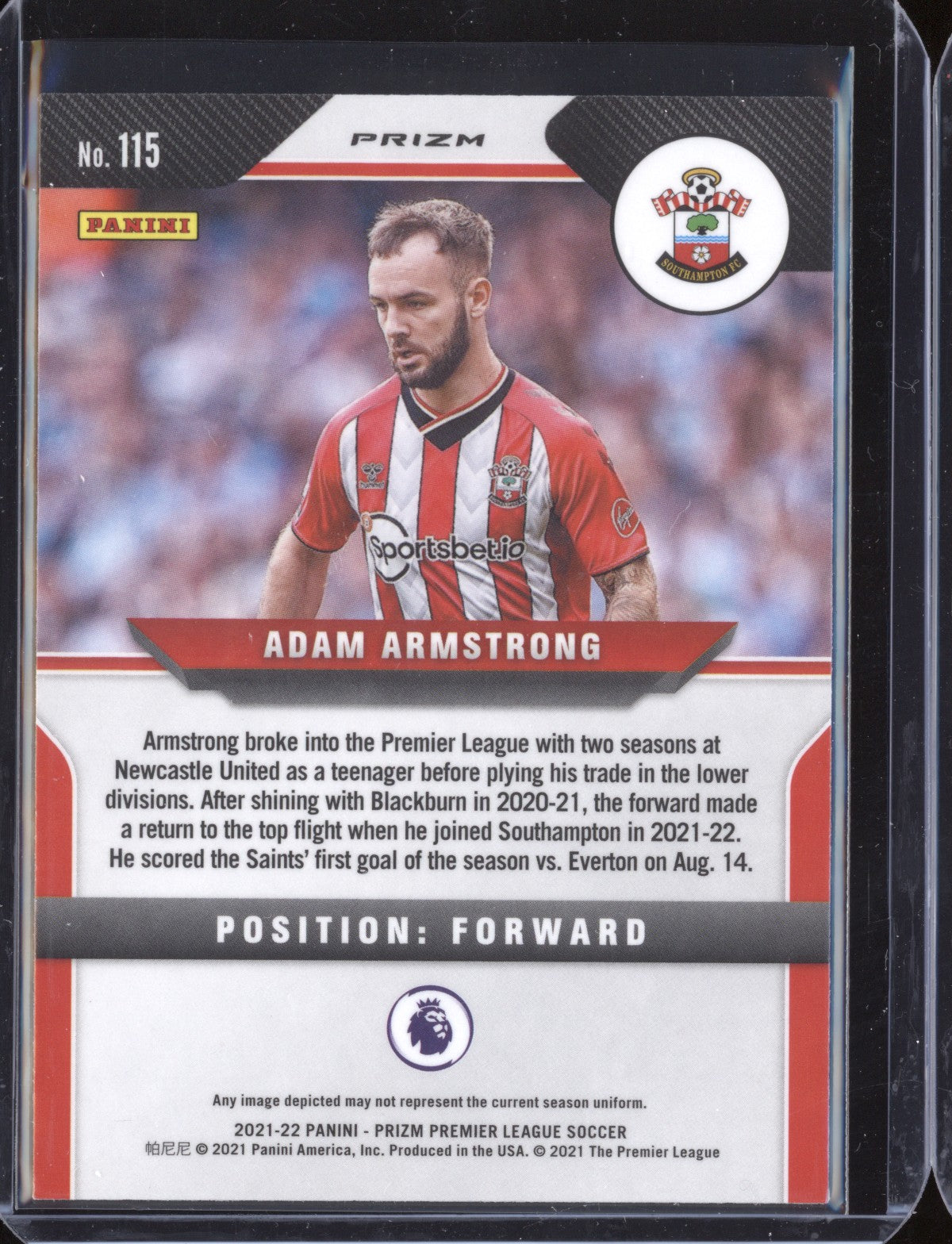 Adam Armstrong 2021-22 Panini Prizm Premier League Hyper Prizm RC