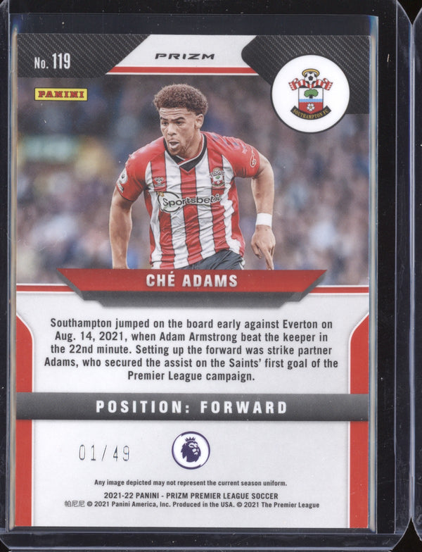 Che Adams 2021-22 Panini Prizm Premier League Purple Cracked Ice 1/49