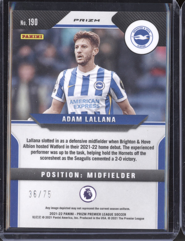 Adam Lallana 2021-22 Panini Prizm Premier League Blue Cracked Ice 36/75