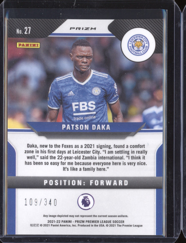 Patson Daka 2021-22 Panini Prizm Premier League Blue Prizm 109/340