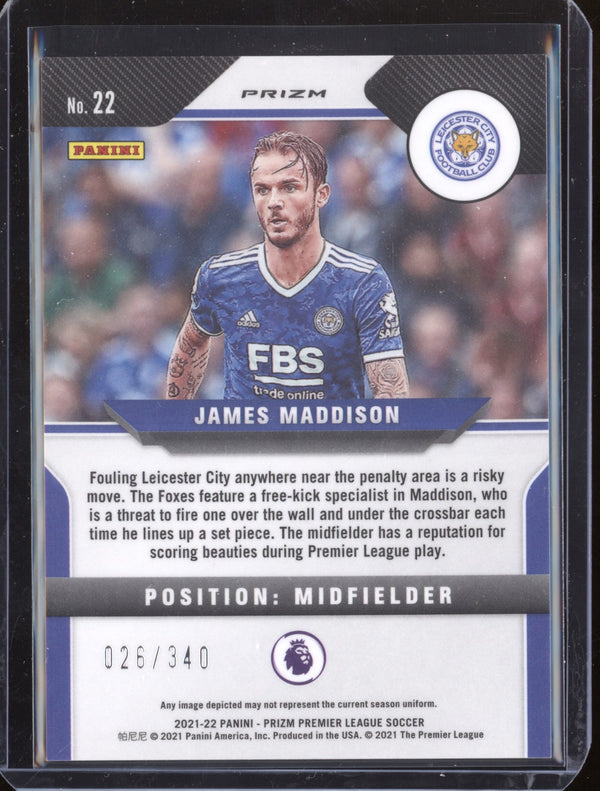 James Maddison 2021-22 Panini Prizm Premier League Blue Prizm 26/340