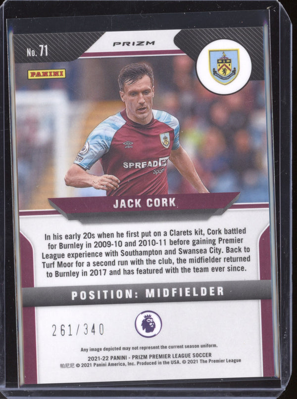 Jack Cork 2021-22 Panini Prizm Premier League Blue Prizm 261/340