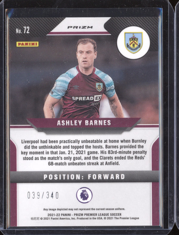 Ashley Barnes 2021-22 Panini Prizm Premier League Blue Prizm 39/340