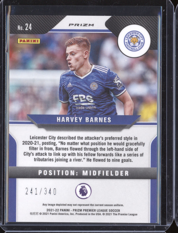 Harvey Barnes 2021-22 Panini Prizm Premier League Blue Prizm 241/340