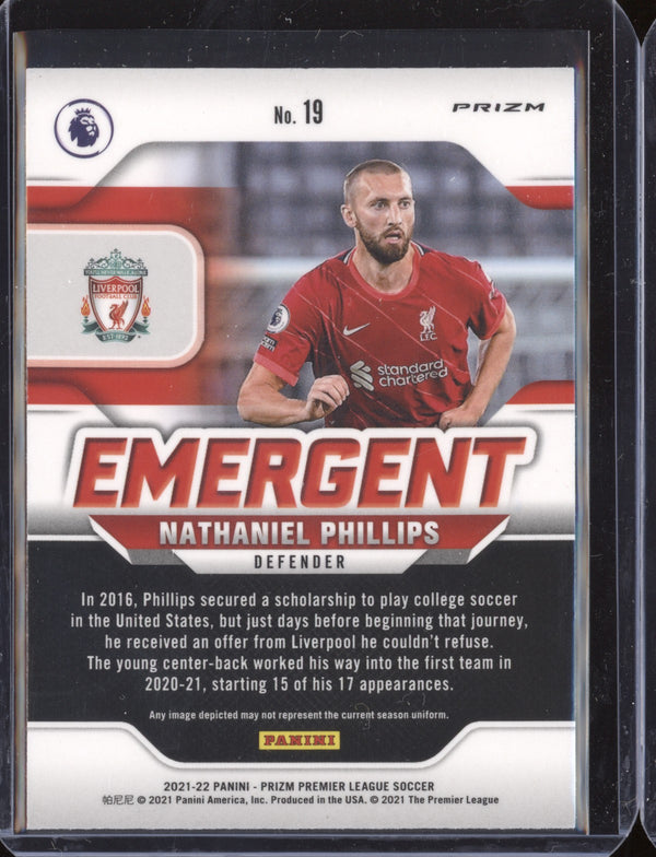 Nathaniel Phillips 2021-22 Panini Prizm Premier League Silver Emergent RC
