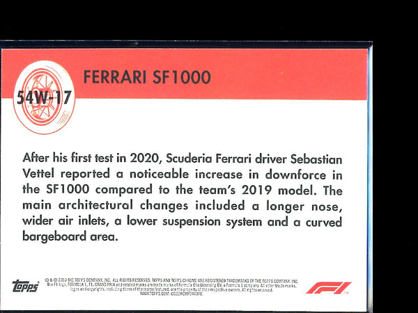 Ferrari SF 1000 2020 Topps F1 Chrome 1954 World On Wheels