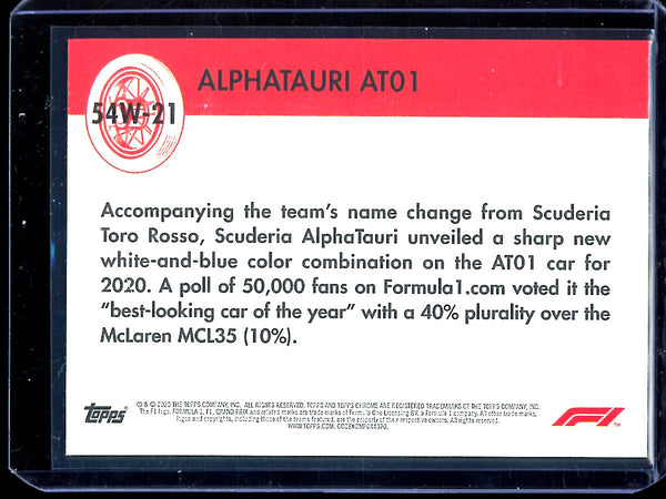 AlphaTauri AT01 2020 Topps F1 Chrome 1954 World On Wheels